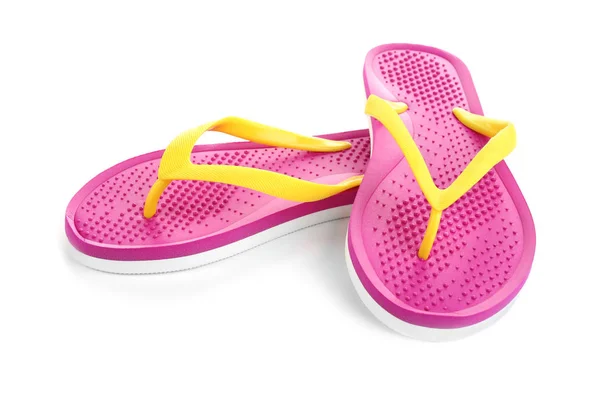 Snygg Rosa Flip Flops Isolerad Vit — Stockfoto