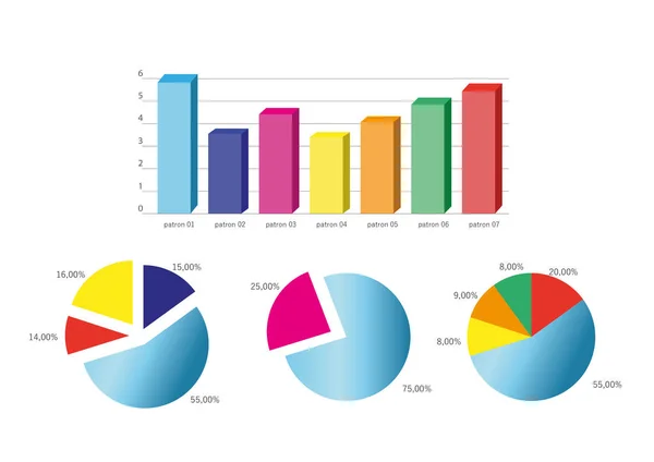 Diferentes Gráficos Coloridos Con Información Estadística Ilustración —  Fotos de Stock