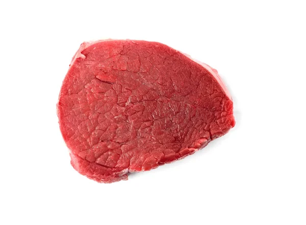 Frissen vágott nyers marhahús, fehér, felülnézetből — Stock Fotó