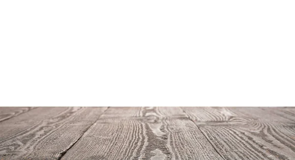 Empty grey wooden surface isolated on white. Mockup for design