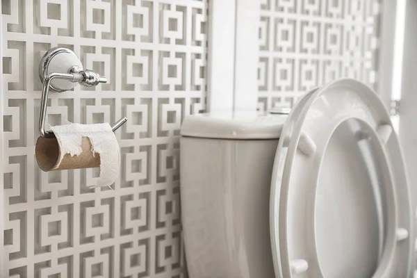 Туалет Тримач Порожнім Паперовим Рулоном Ванній — стокове фото