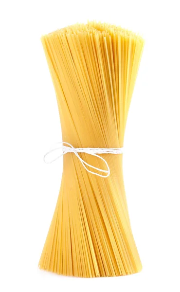 Espaguetis Italianos Sin Cocer Atados Aislados Blanco —  Fotos de Stock