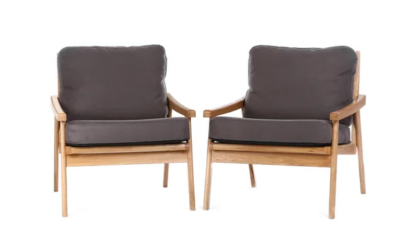 Fauteuils confortables isolés sur blanc. Élément intérieur — Photo