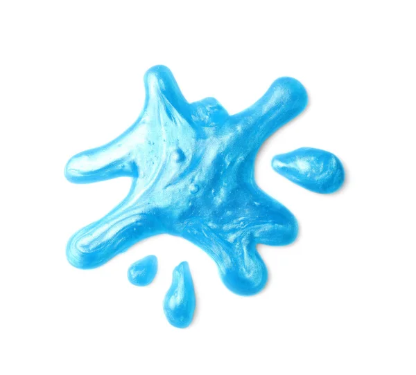 Splash Blue Slime Isolated White Top View Antistress Toy — Stock Photo, Image