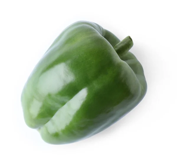 Ripe green bell pepper isolated on white, top view — Stock Photo, Image
