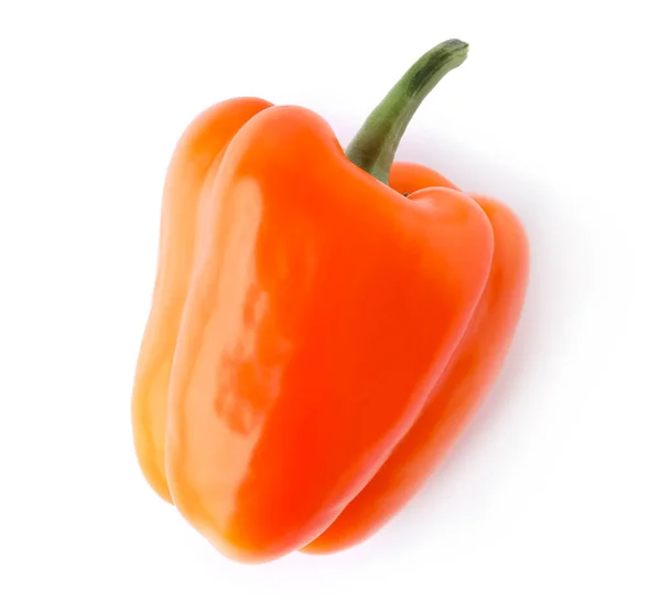 Mogen orange bell pepper isolerad på vit, ovanifrån — Stockfoto