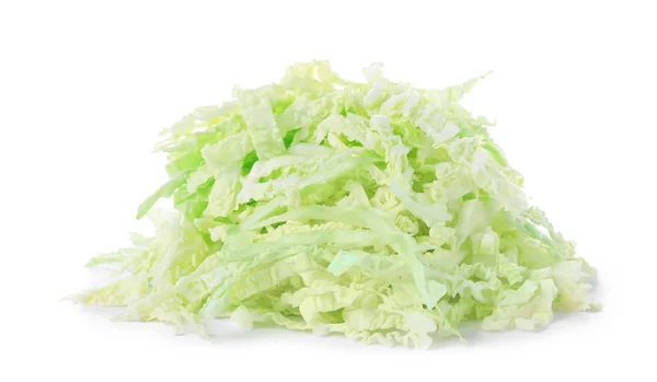 Pile of chopped savoy cabbage isolated on white — Stock Photo, Image