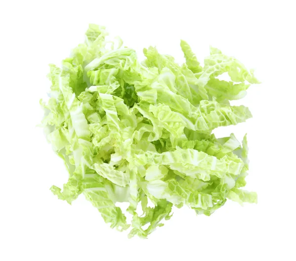 Fresh chopped Chinese cabbage isolated on white, above view — Stock Photo, Image