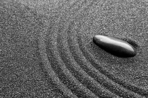 Pietra Giardino Zen Sabbia Nera Con Motivo Primo Piano — Foto Stock