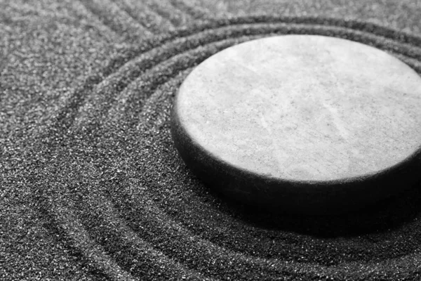 Pietra Giardino Zen Sabbia Nera Con Motivo Primo Piano — Foto Stock
