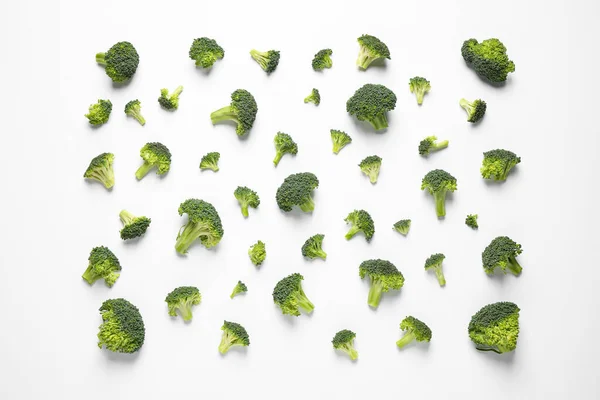 Fresh Tasty Broccoli White Background Top View — ストック写真