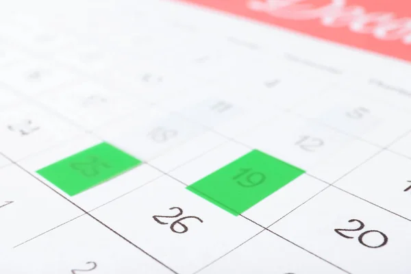 Calendar Page Colorful Stickers Closeup View — Stock Photo, Image