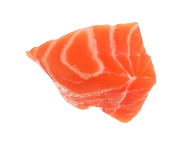 Piece Fresh Raw Salmon Isolated White Fish Delicacy — Stock Photo, Image