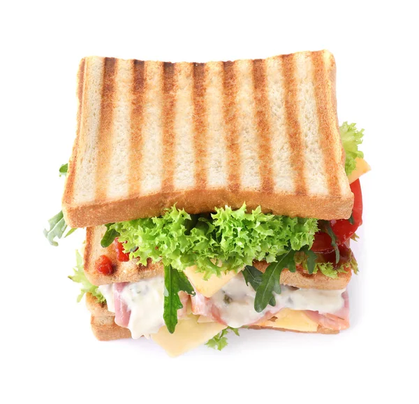 Яскравий Бутерброд Шинкою Ізольовано Білому — стокове фото