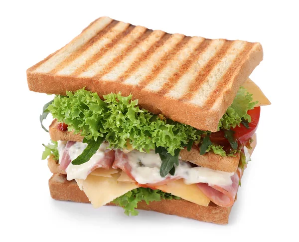 Yummy Sandwich Ham Isolated White — Stock Photo, Image