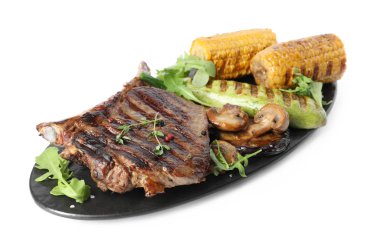 Lezzetli biftekli ve beyaz sebzeli.