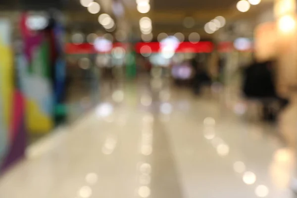 Vista Turva Interior Moderno Centro Comercial Efeito Bokeh — Fotografia de Stock