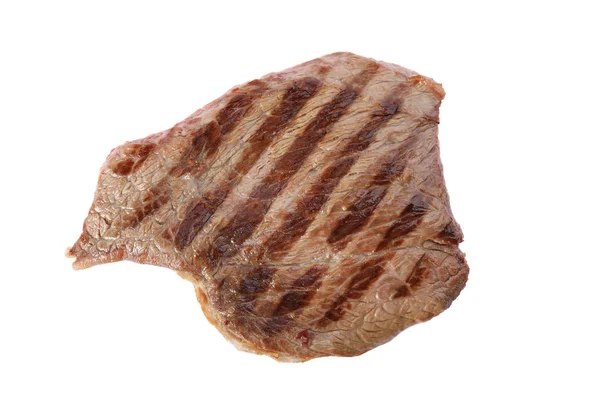 Heerlijke Gegrilde Biefstuk Geïsoleerd Wit Bovenaanzicht — Stockfoto