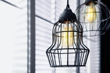 Havalı metalik kolye lambası, Edison ampulü içeride.