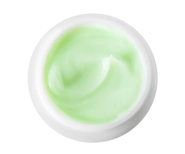 Tarro de crema orgánica aislado en blanco, vista superior —  Fotos de Stock