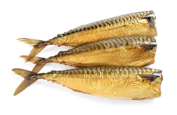 Νόστιμο Καπνιστό Ψάρι Απομονωμένο Λευκό Νόστιμα Θαλασσινά — Φωτογραφία Αρχείου