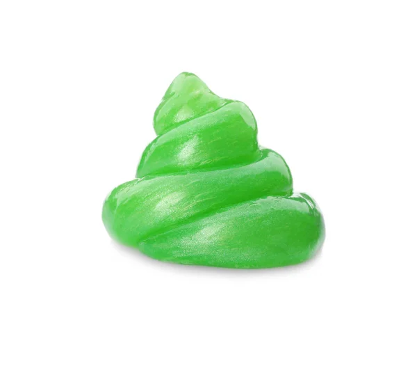 Zielony Szlam Odizolowany Białym Zabawka Antystresowa — Zdjęcie stockowe