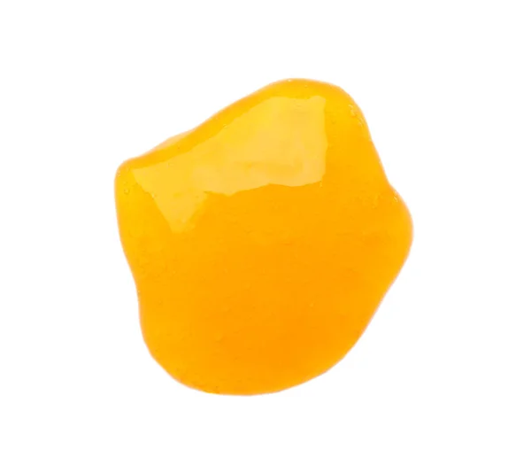 Oranžový Sliz Izolovaný Bílém Horní Pohled Antistresová Hračka — Stock fotografie