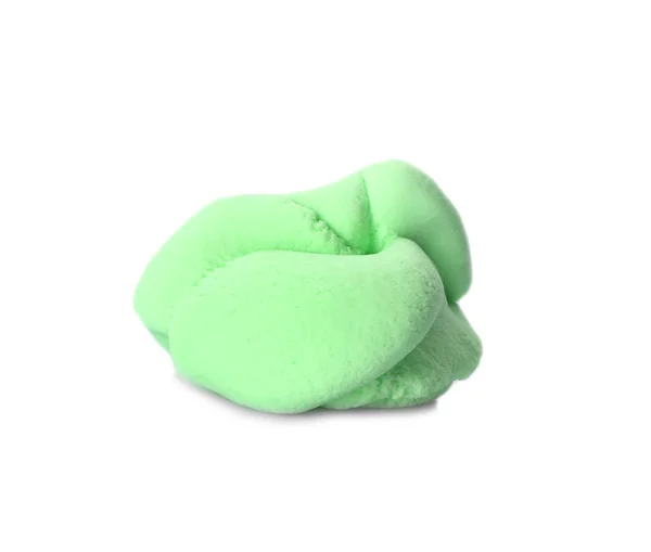 白で隔離された緑のふわふわのスライム ストレス対策玩具 — ストック写真