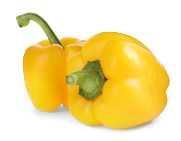 Ripe yellow bell peppers isolated on white — Stock Photo, Image