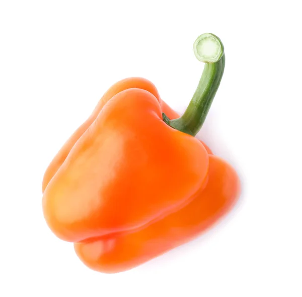 Mogen orange bell pepper isolerad på vit, ovanifrån — Stockfoto