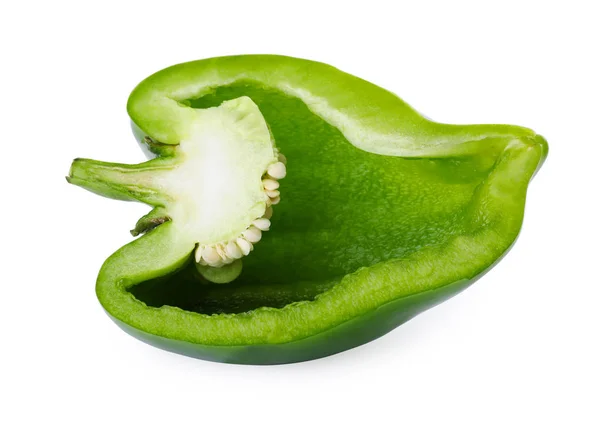 Cut green bell pepper isolated on white — Stock Photo, Image