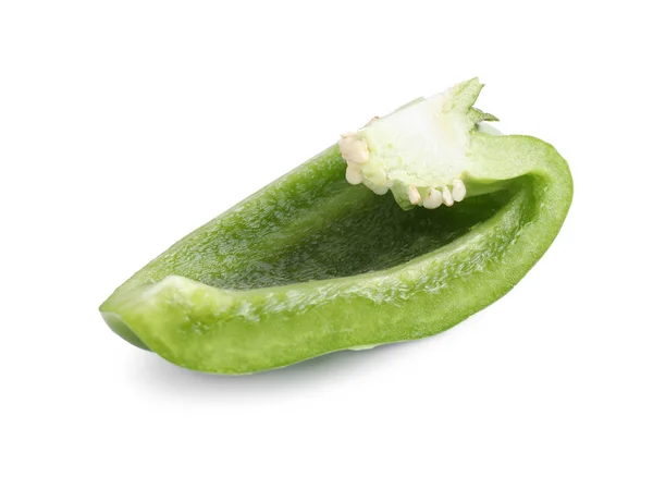 Cut green bell pepper isolated on white