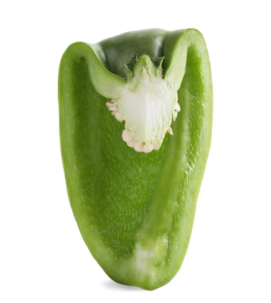 Cut green bell pepper isolated on white — Stock Photo, Image