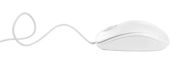 Moderno mouse ottico cablato isolato su bianco — Foto Stock