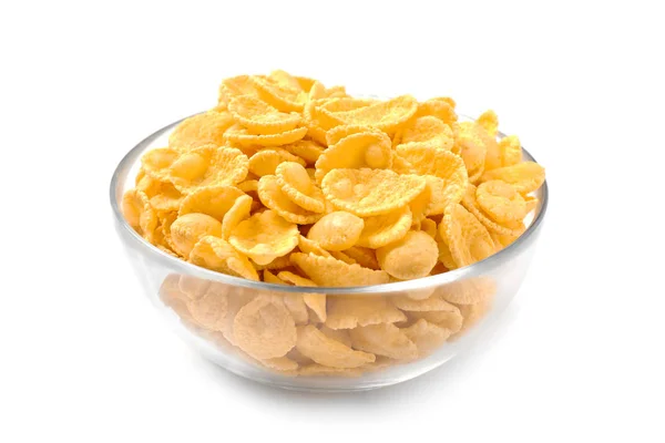 Schüssel mit leckeren Cornflakes auf weißem Hintergrund — Stockfoto