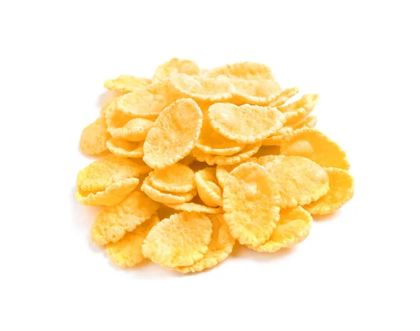 Pilha de saborosos flocos de milho no fundo branco — Fotografia de Stock