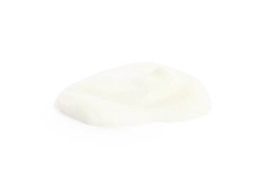 Beyaz üzerine izole edilmiş lezzetli organik yoğurt örneği.