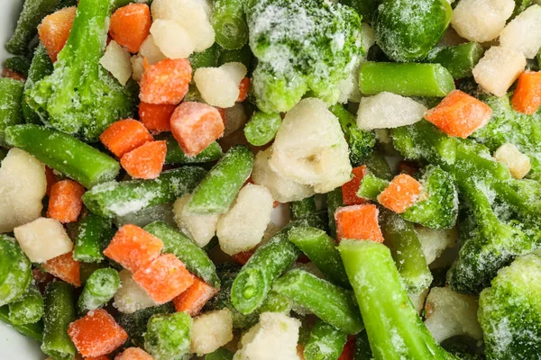 Verschillende Diepgevroren Groenten Als Achtergrond Bovenaanzicht — Stockfoto