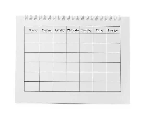 Blanco papieren kalender geïsoleerd op wit. Planningsconcept — Stockfoto