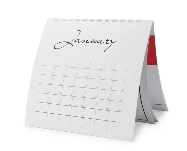 Papírový kalendář izolovaný na bílo. Plánování koncepce — Stock fotografie