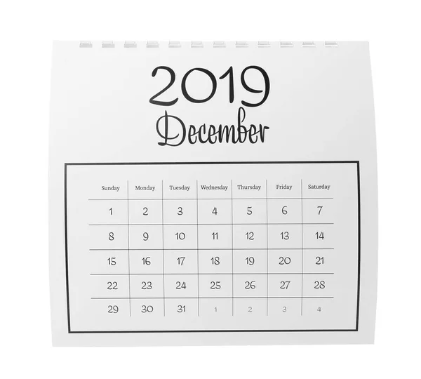 Calendario de papel aislado en blanco. Concepto de planificación — Foto de Stock