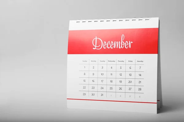 Paper calendar on grey background. Planning concept — Stock Photo, Image