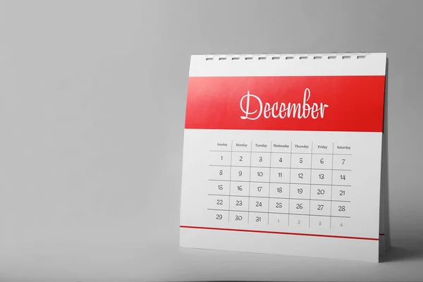 Paper calendar on grey background, space for text. Planning conc — Stock Photo, Image