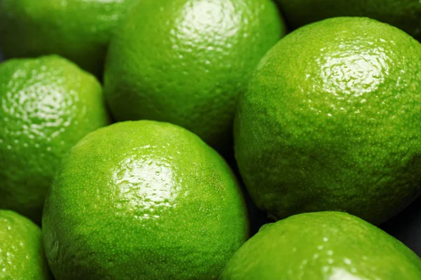 Limas Verdes Maduras Frescas Como Fondo Primer Plano — Foto de Stock