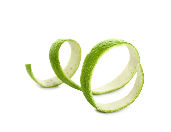 Peel of fresh ripe lime isolated on white — 图库照片