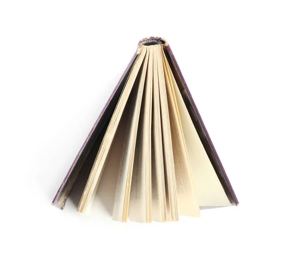 Könyv kemény fedéllel elszigetelt fehér, felső nézet — Stock Fotó