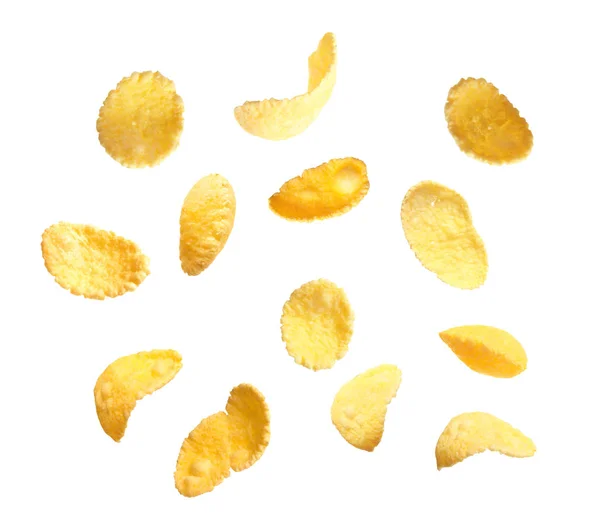 Lekkere krokante cornflake geïsoleerd op wit — Stockfoto