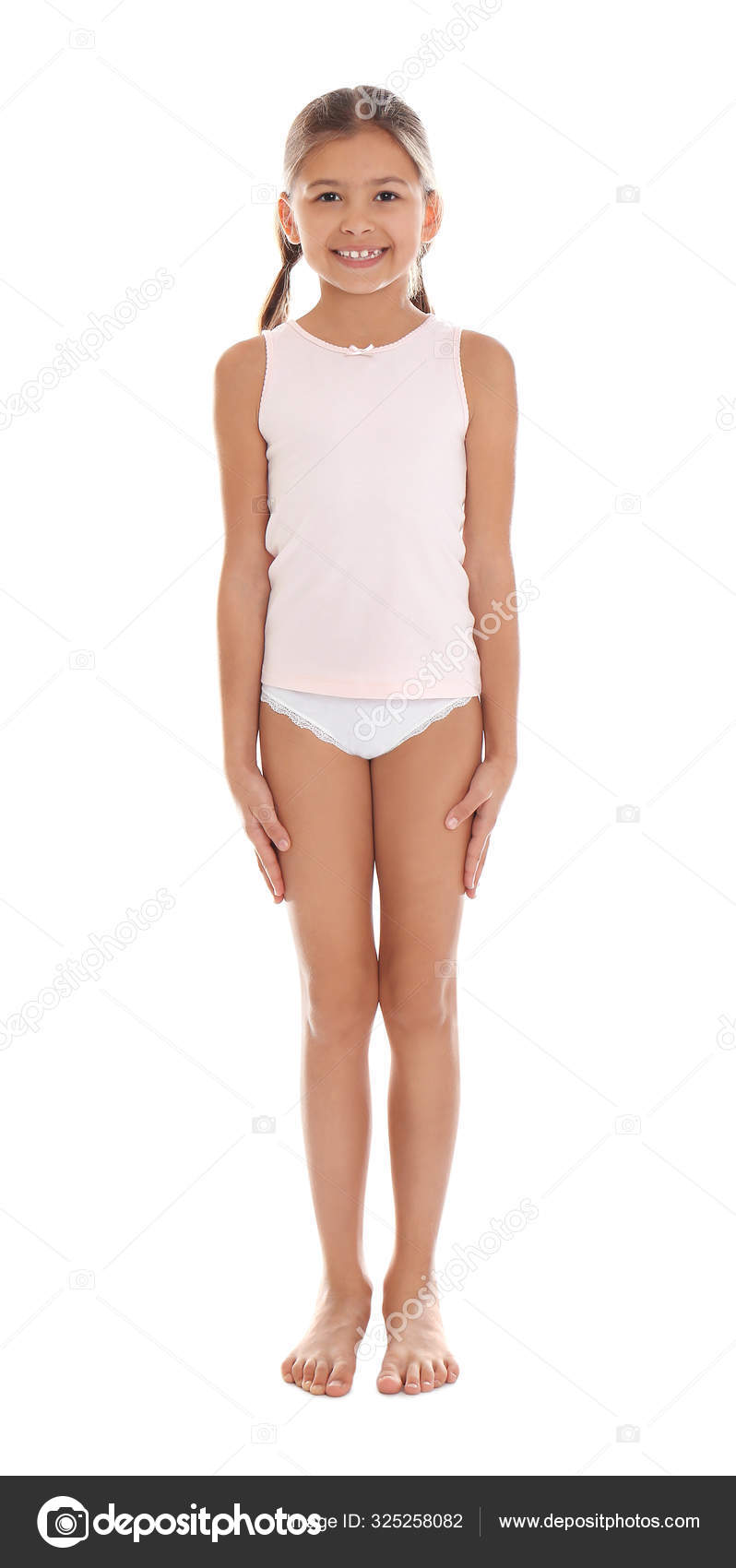 Cute Little Girl Underwear White Background Stock Photo by ©NewAfrica  325258082