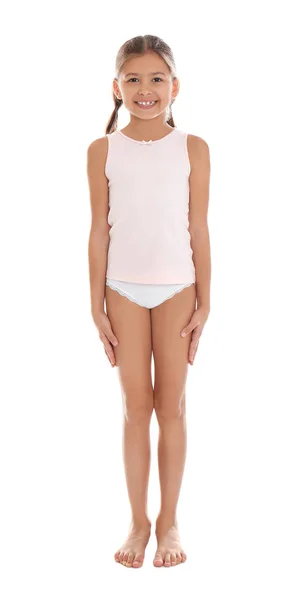 Cute Little Girl Underwear White Background — Stock Photo, Image