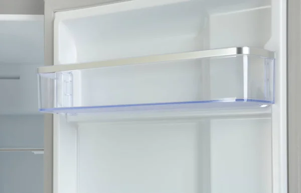 Door Shelf Empty Modern Refrigerator Closeup View — Stock Photo, Image